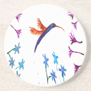 Porta-copos De Arenito Bird Art Floral Hummingbird