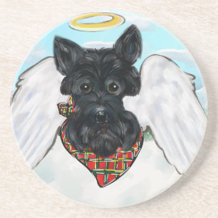 Porta-copos De Arenito Black Scottish Terrier Angel