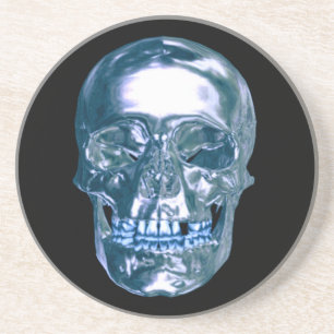 Porta-copos De Arenito Blue Chrome Skull Coaster