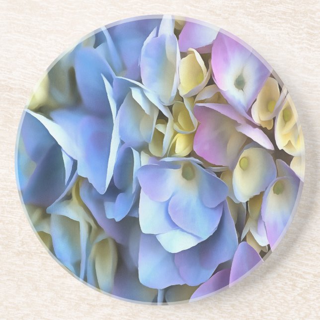 Porta-copos De Arenito Blue Hydrangea Shrub Artístico Bossom (Frente)