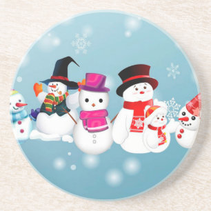 Porta-copos De Arenito Boas festas bonecos de neve