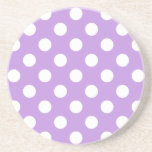 Porta-copos De Arenito Bolinhas brancas em lilás<br><div class="desc">Bolinhas brancas em lilás</div>