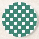 Porta-copos De Arenito Bolinhas brancas em verde sage<br><div class="desc">Bolinhas brancas em verde sage</div>