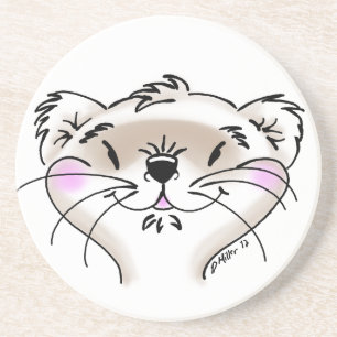 Porta-copos De Arenito Bonita Cartoon Ferret Face