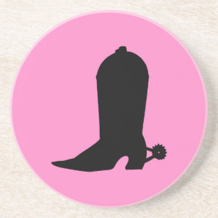 Porta-copos De Arenito Boot Silhouette Cowgirl a rosa