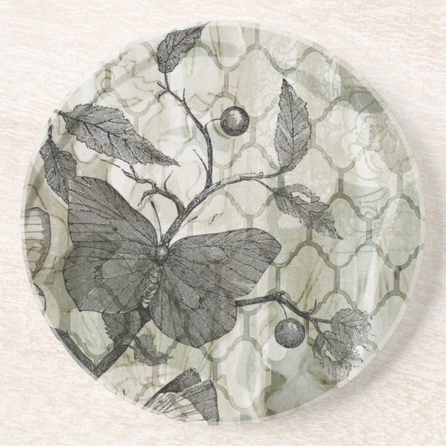 Porta-copos De Arenito Borboletas árabes I (Frente)