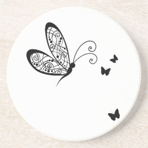 Porta-copos De Arenito Borboletas pretas 1