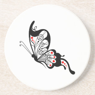 Porta-copos De Arenito Borboletas pretas 2