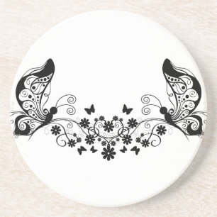 Porta-copos De Arenito Borboletas pretas 8