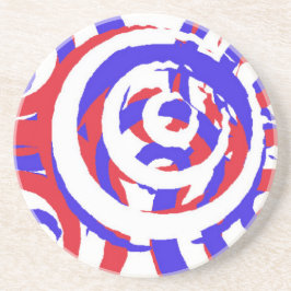 Porta-copos De Arenito Branco vermelho e azul