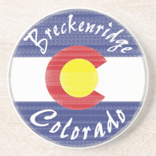 Porta-copos De Arenito Breckenridge Círculo do Colorado, bandeira de bebi