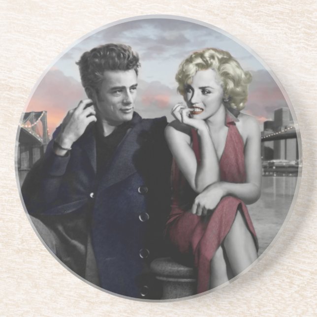 Porta-copos De Arenito Brooklyn B&W (Frente)