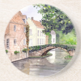Porta-copos De Arenito Bruges Watercolor Painting por Farida Greenfield