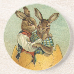 Porta-copos De Arenito Bunnies em um Ovo Dourado, Páscoa vitoriana veneno