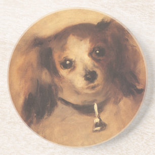 Porta-copos De Arenito Cabeça de um Cão por Pierre Renoir, Arte Fina Vint