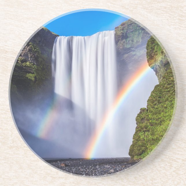 Porta-copos De Arenito Cachoeira e arco-íris (Frente)
