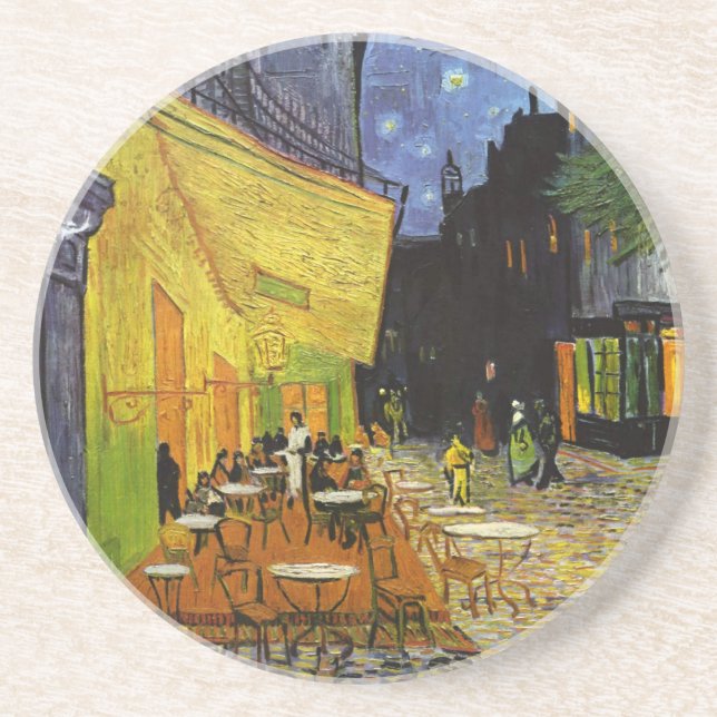 Porta-copos De Arenito Cafe Terrace na Night Van Gogh (Frente)