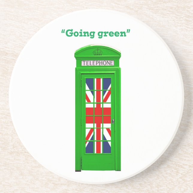 Porta-copos De Arenito Caixa telefônica de Londres "Ficando verde" (Frente)