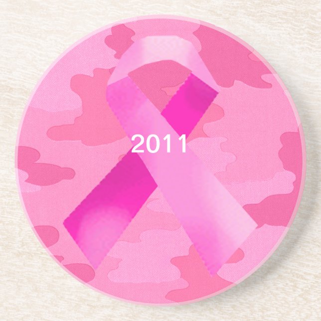 Porta-copos De Arenito Camuflagem Cor-de-Rosa Escuro Friso Cor-de-rosa Po (Frente)
