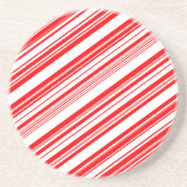 Porta-copos De Arenito Candy Cane White Strips De Natal 4Anne