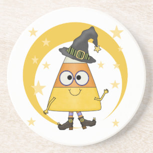 Porta-copos De Arenito Candy Corn Witch Halloween