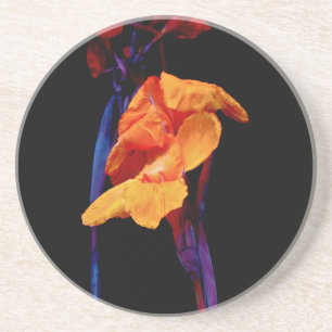 Porta-copos De Arenito Canna Lily em Preto com Azul