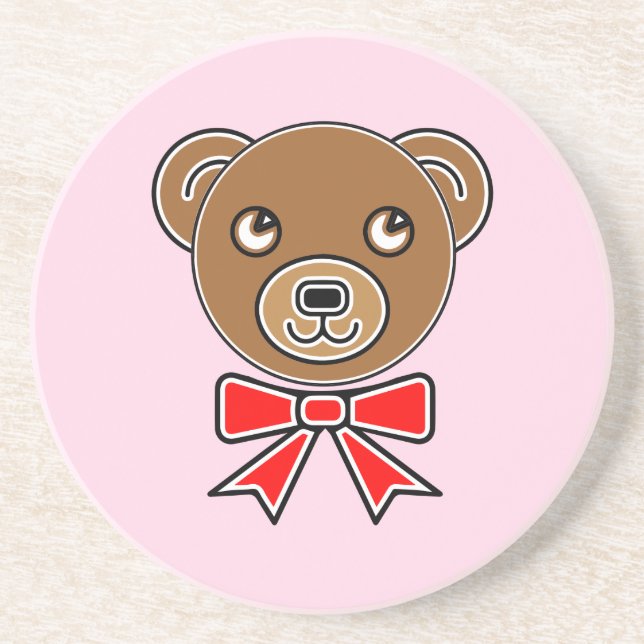 Porta-copos De Arenito Cara de urso engraçado (Frente)
