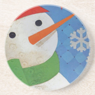 Porta-copos De Arenito Cara do boneco de neve