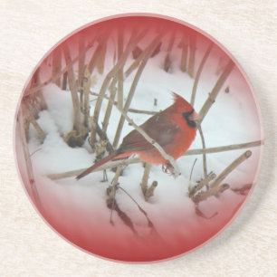 Porta-copos De Arenito Cardinal de Songbird Oriental