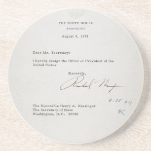 Porta-copos De Arenito Carta de demissão do presidente Richard M. Nixon