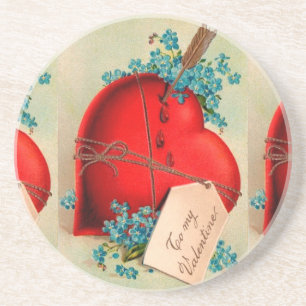 Porta-copos De Arenito Cartão-postal Vintage Grande Namorados Vermelho He