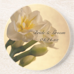 Porta-copos De Arenito Casamento dobro branco do primavera dos Daffodils