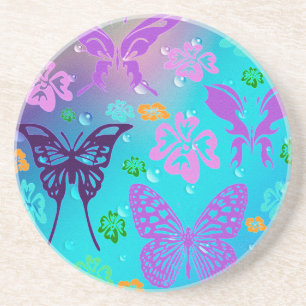 Porta-copos De Arenito Casamento havaiano bonito da flor da borboleta