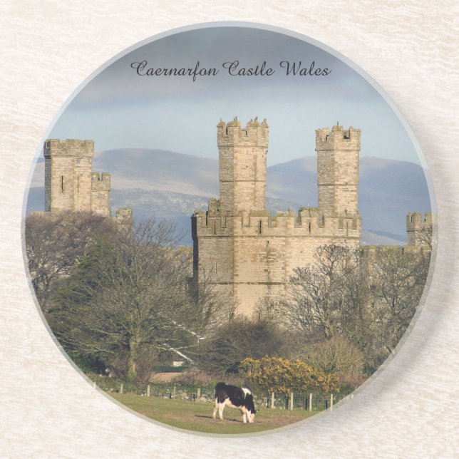 Porta-copos De Arenito Castelo de Caernarfon País de Gales. (Frente)