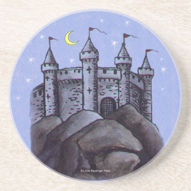 Porta-copos De Arenito Castelo na noite (Frente)