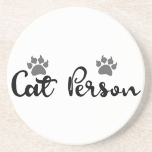 Porta-copos De Arenito Cat Person Typography Art