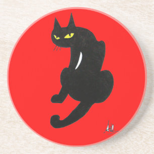 Porta-copos De Arenito CAT PRETO, vermelho