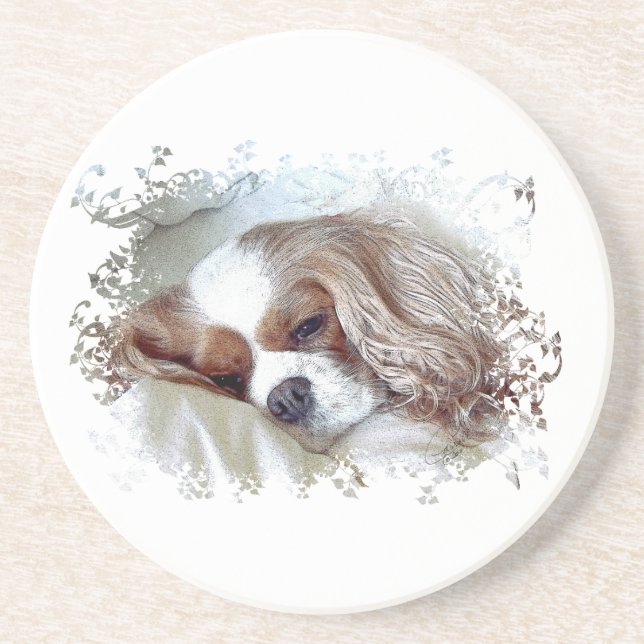 Porta-copos De Arenito Cavalier King Charles Spaniel (Frente)