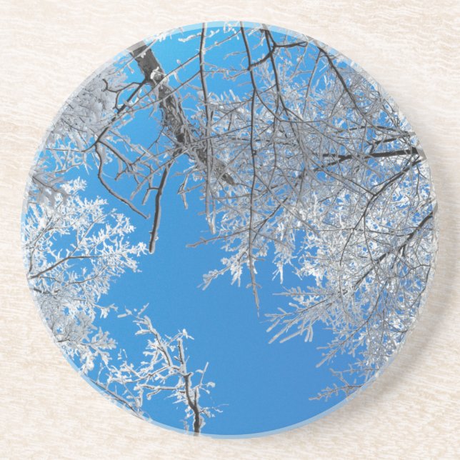 Porta-copos De Arenito Cena de inverno de neve (Frente)