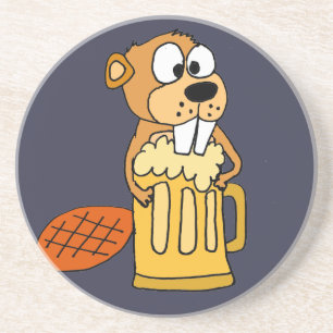Porta-copos De Arenito Cerveja engraçada do bebendo do castor