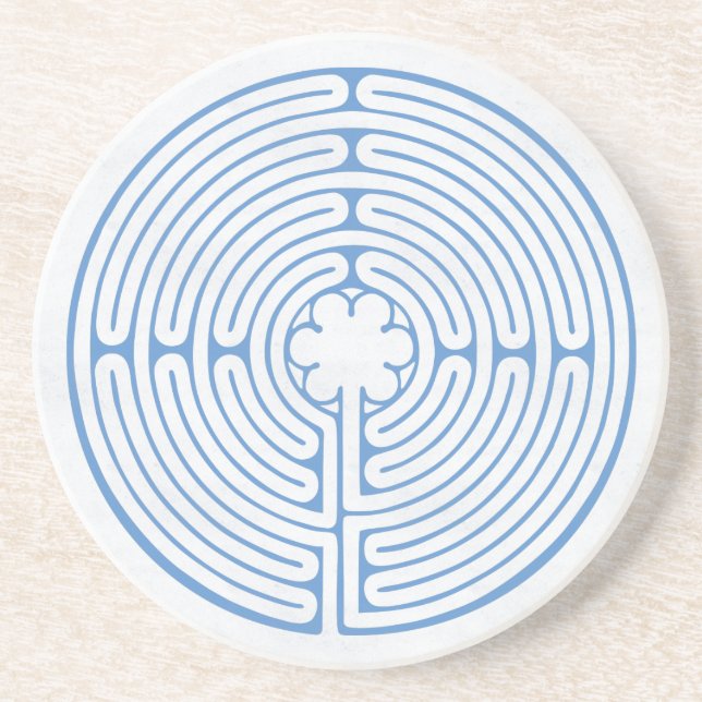 Porta-copos De Arenito Chartres Labyrinth Blue (Frente)