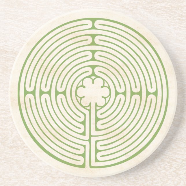 Porta-copos De Arenito Chartres Labyrinth Green (Frente)