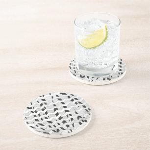 Porta-copos De Arenito Cheveron Tiger Black and White Impressão