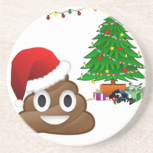 Porta-copos De Arenito christmas poo emoji