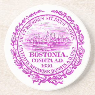 Porta-copos De Arenito Cidade do vintage do selo de Boston, roxa