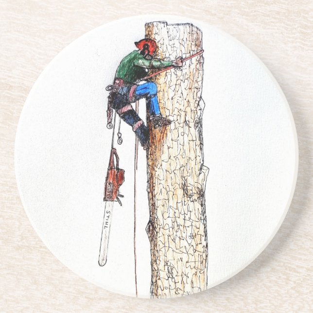 Porta-copos De Arenito Cirurgião Árvore Arborista (Frente)