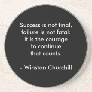Porta-copos De Arenito Citação de Winston Churchill; Sucesso