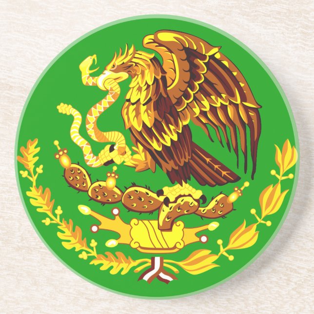 Porta-copos De Arenito COA do México Dourado (Frente)