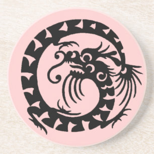 Porta-copos De Arenito COBRA DRAGON, preto e rosa