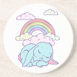 Porta-copos De Arenito Coelho Coelho Arco-íris Desenho Kawaii Fofo